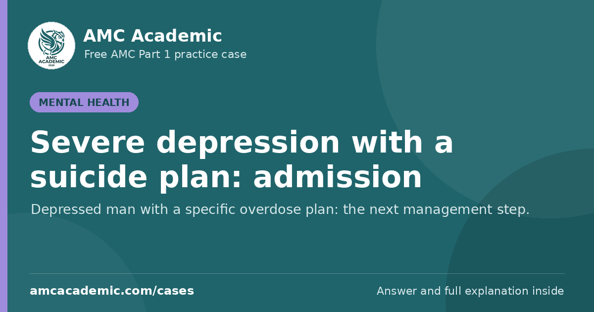 Severe depression with a suicide plan: admission