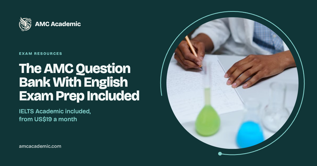 Is there an AMC question bank that includes English exam prep? 2026 prices compared